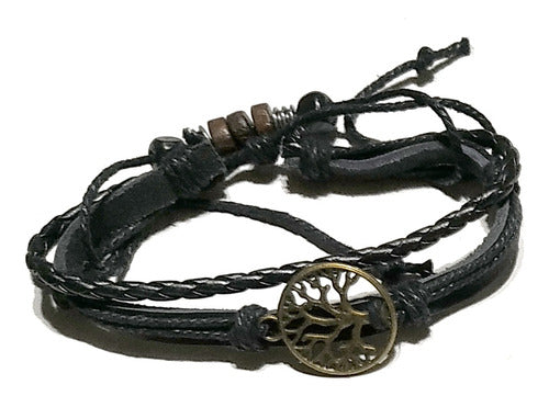 Artesanal Pulsera Eco Cuero Ajustable Moda Ecocuero Dije Brazalete 0