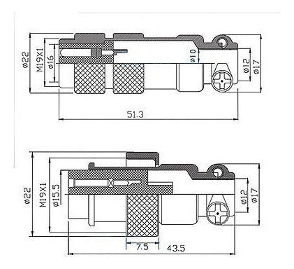 1 Set Pls 16 16mm 9 Pin Aviación Enchufe Macho Hembra Toma X 5