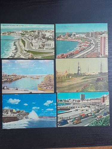 Postales Mar Del Plata Lote X 6 Faro Puerto Playa 0