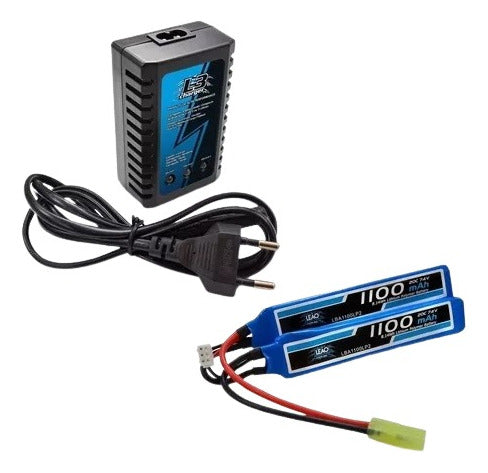 Kit Carregador Airsoft L3 E Lipo 2s 7.4v 1100mah 20c 0