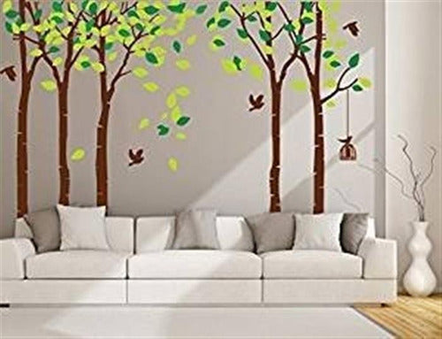 Luckkyy Grandes Cinco Arboles Pegatinas De Pared Bosque Pap 5