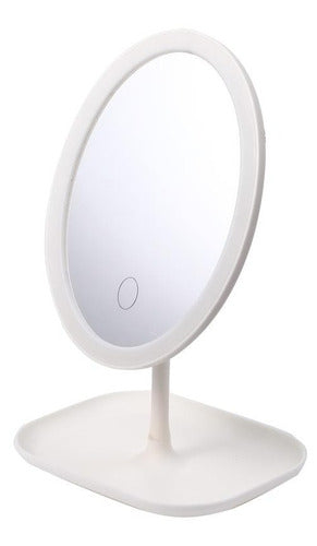 Oval Standing Makeup Mirror with LED Light 21cm 0