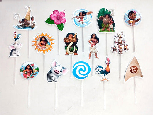 Pack X15 Toppers Para Cupcakes Muffins Moana 0