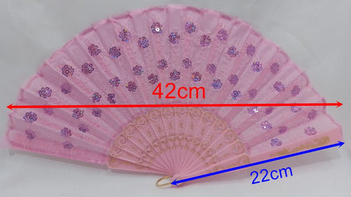 Vintage Dance Sequin Fabric Fan for Weddings Souvenir 5
