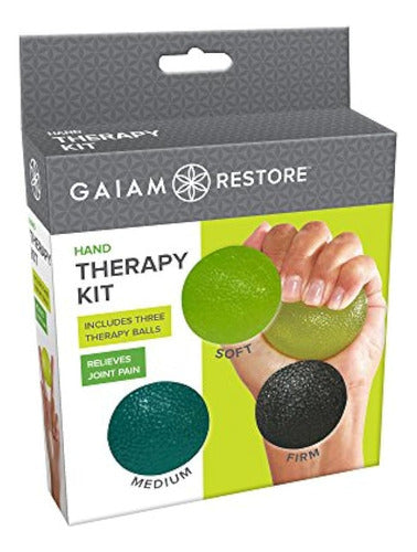 Gaiam Restore Hand Therapy Kit and Components | Massage Balls 1