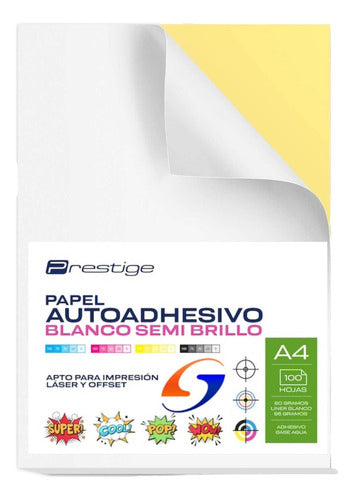 P'apel Autoadhesivo Prestige Blanco Semi Brillo A4 X100 0