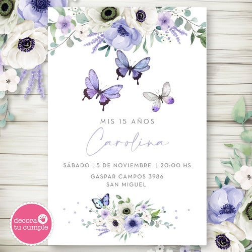 Decora Tu Cumple Printable Kit Flowers Butterflies Lilac Watercolor Birthday 2 0