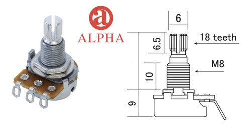 Mini Alpha H35 B500K Linear Potentiometer 4