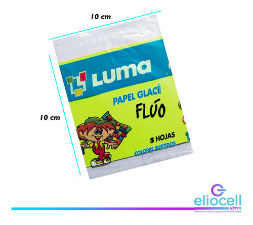 Papel Glace Glase Fluo 10x10cm Luma Sobre X5 Hojas 4