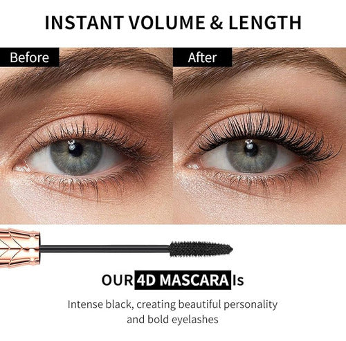 Super Long Lash Mascara, Waterproof 4D Lengthening Mascara - Black 3