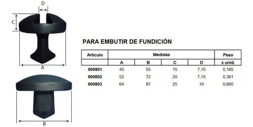 Fadeca Tortuga Fundicion N2 Embutir Porton (52x72x20mm) 1