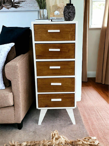 Solid Pine Wood 5-Drawer Chest of Drawers Chifforobe 40 cm 5