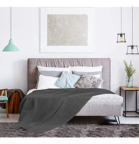 Ropa De Cama Utopia Manta De Algodón Premium Queen Grey - Ma 1