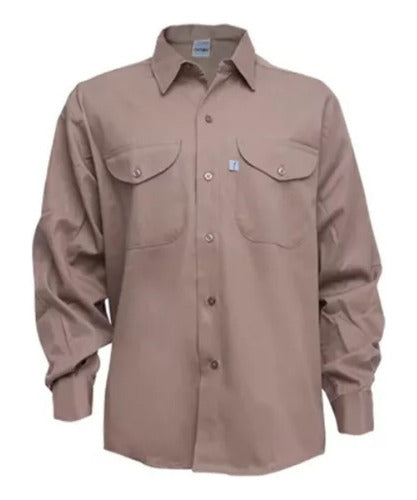 OMBU Beige Long Sleeve Work Shirt - Size Large A and B 0