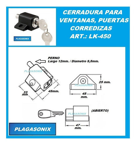 Plagasonix Sliding Door Window Lock LK-450 Premium Black 1