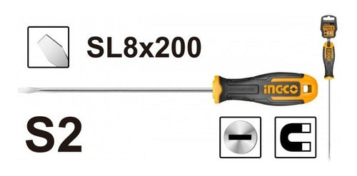 Ingco S2 Slotted Screwdriver 8x8x200mm HS688200 Plaza V 1