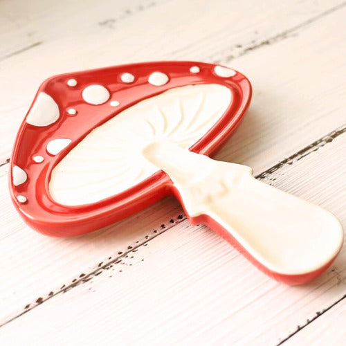 Fungi Fun Mushroom-Shaped Ceramic Spoon Rest for Kitchen, 13cm 1