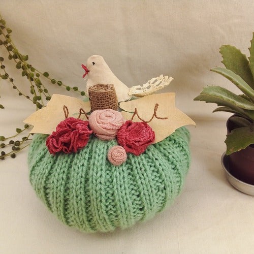 Güsthel By Cris Handcrafted Owl on Pumpkin and Flowers 1