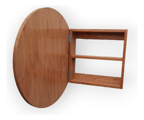 Round Mirror Medicine Cabinet with Paradise Wood Frame 0