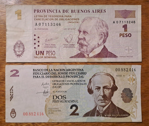 Argentina Bonos Provinciales X 2 Billetes Incluye 2 Lecop 0