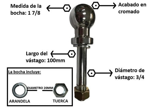 Bocha Cromada 1 7/8 Para Enganches Con Vastago 3/4 1