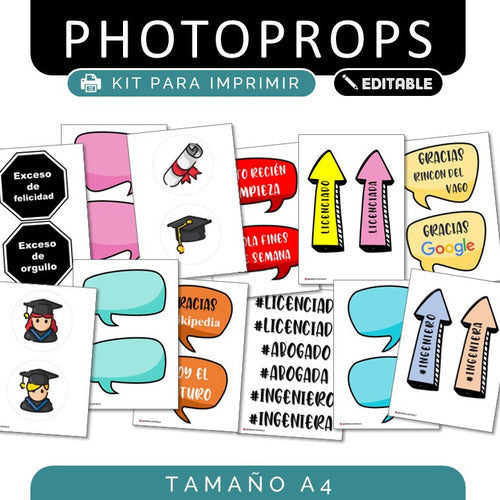 SOMOS.CONTROLP Kit Para Imprimir Graduacion Recibida Photoprops Cartelitos 4