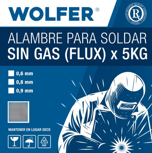 Alambre Mig P/ Soldar Sin Gas Flux 0,8mm Rollo 5 Kg Wolfer 1