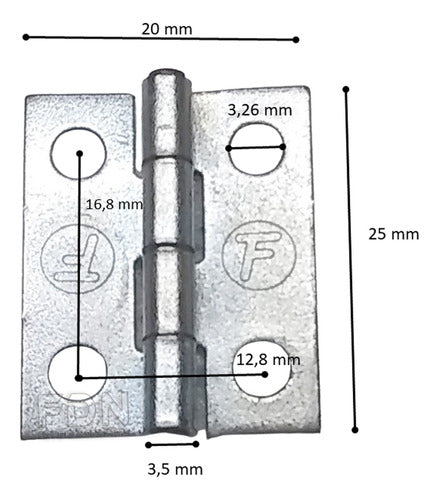 Fumaca Bisagra Libro Hierro Zincado - 25mm - Caja X 50 U. 1