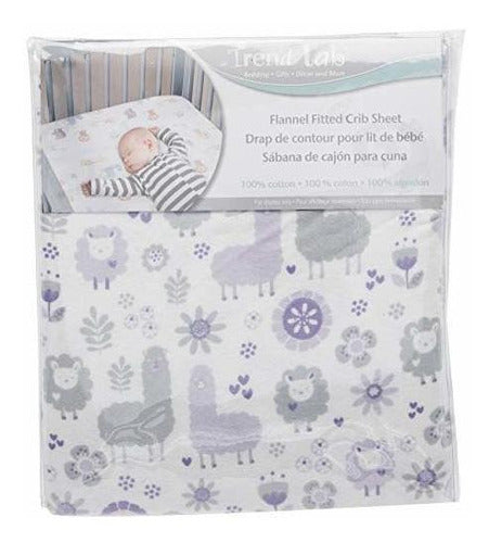 Trend Lab Luxurious Flannel Fitted Crib Sheet for Llama Friends 0