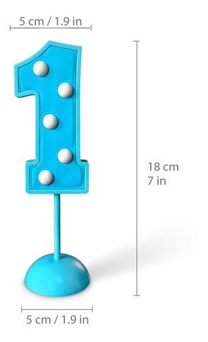 Number 10 LED Table Light - Luminous Light Blue Cake Topper 3