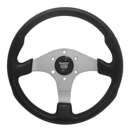 Universal Nautic 3-Spoke 36 cm Diameter Black Steering Wheel 0