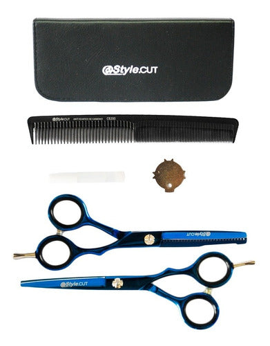 @Style.Cut Cobalt Blue Professional Hairdressing Scissors Kit 5.5 + 5.5 0