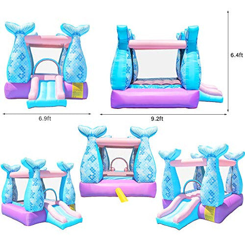 Casa Hinchable Con Diseño De Delfín Y Sirena Con Soplador De 4