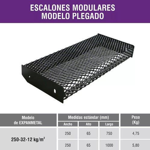 HIERROS TORRENT S.A. Escalon Metal Desplegado Pesado 0.75 Mts Md 250-30-12 Kg 1