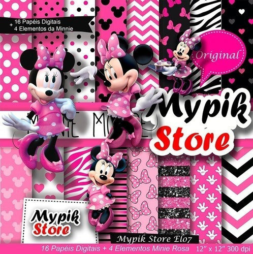 EDITABLES Minnie Pink PNG Backgrounds and Images Kit 0