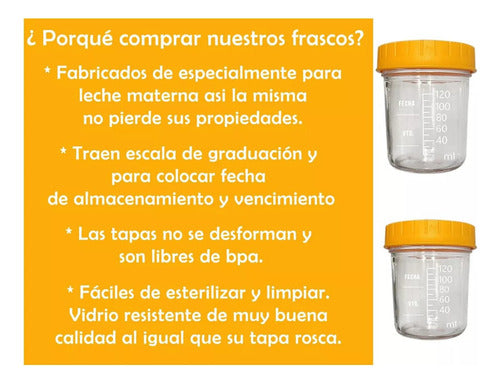 Frascos Recolector  Leche Materna De Vidrio Pack 5 Unid 1