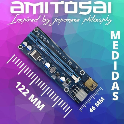 AMITOSAI MTS-BTCMINERGOLD PCIe Riser 16x to 1x USB 3.0 60cm Cable Rig Minep1 6