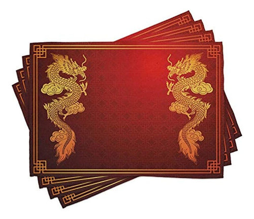 Ambesonne Dragon Place Mats Conjunto De 4 Herencia China His 0