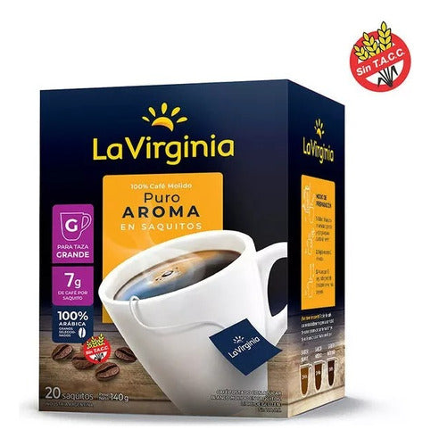 Cafe La Virginia Puro Aroma 7gr Caja 20 Sobres 1