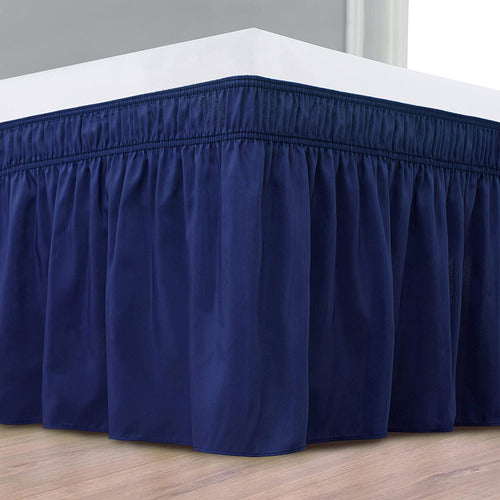 Super King Bed Skirt with Elastic 32 cm Blue 1