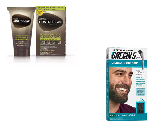 Shampoo Grecin Control Gx + Tinta Grecin 5 Gel Barba Y  Bigo 0