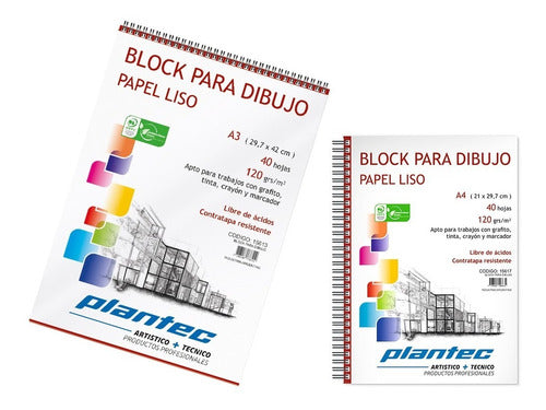 Plantec Block Para Dibujo A3 120 Gms Liso 40 Hojas C Espiral 0