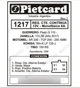 Pietcard Regulador Voltaje Guerrero 110 Flash Pietcard 1217 Argentina 2