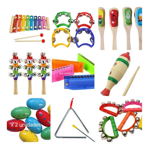 DyM Ventas Kit De Percusión X 10 Instrumentos Musicales Infantiles 0