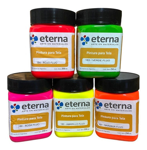 Eterna Fluorescent Fabric Paint 250ml x 5 Colors 1