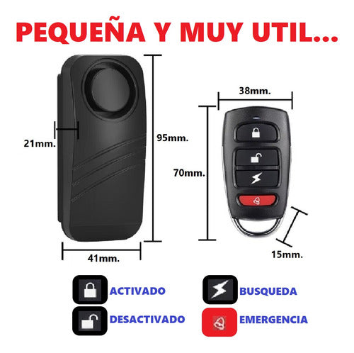 Alarma Robo Bicicletas Inalambrica Control Remoto Sirena 2