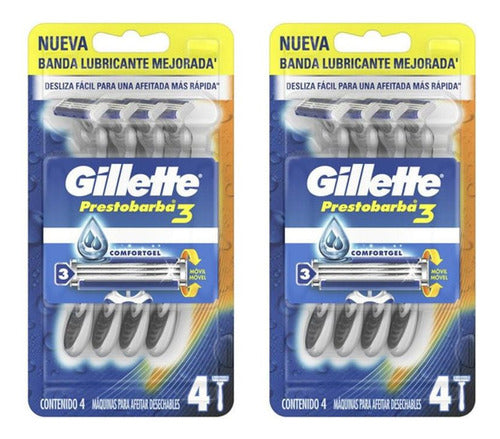 Packx2máquina De Afeitar Desechable 4u Gillette Prestobarba3 0