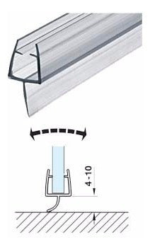 Burlete Para Vidrio Cierre A Piso 90° Hafele N3 8/10mm 0