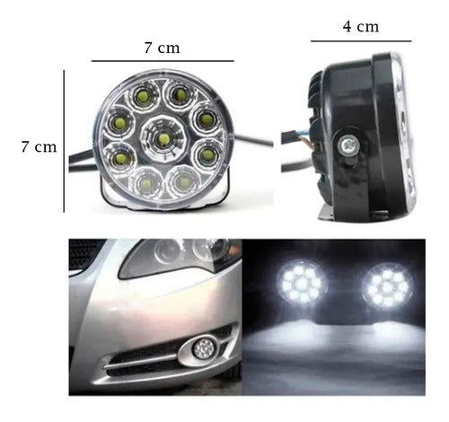 Kit 8 Faros 9 Led Luz Auxiliar Reflector Accesorio 12v 1