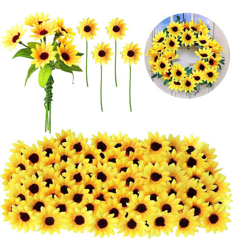 Luinabio 50 Piezas Mini Cabezas De Girasol Artificiales Con 0